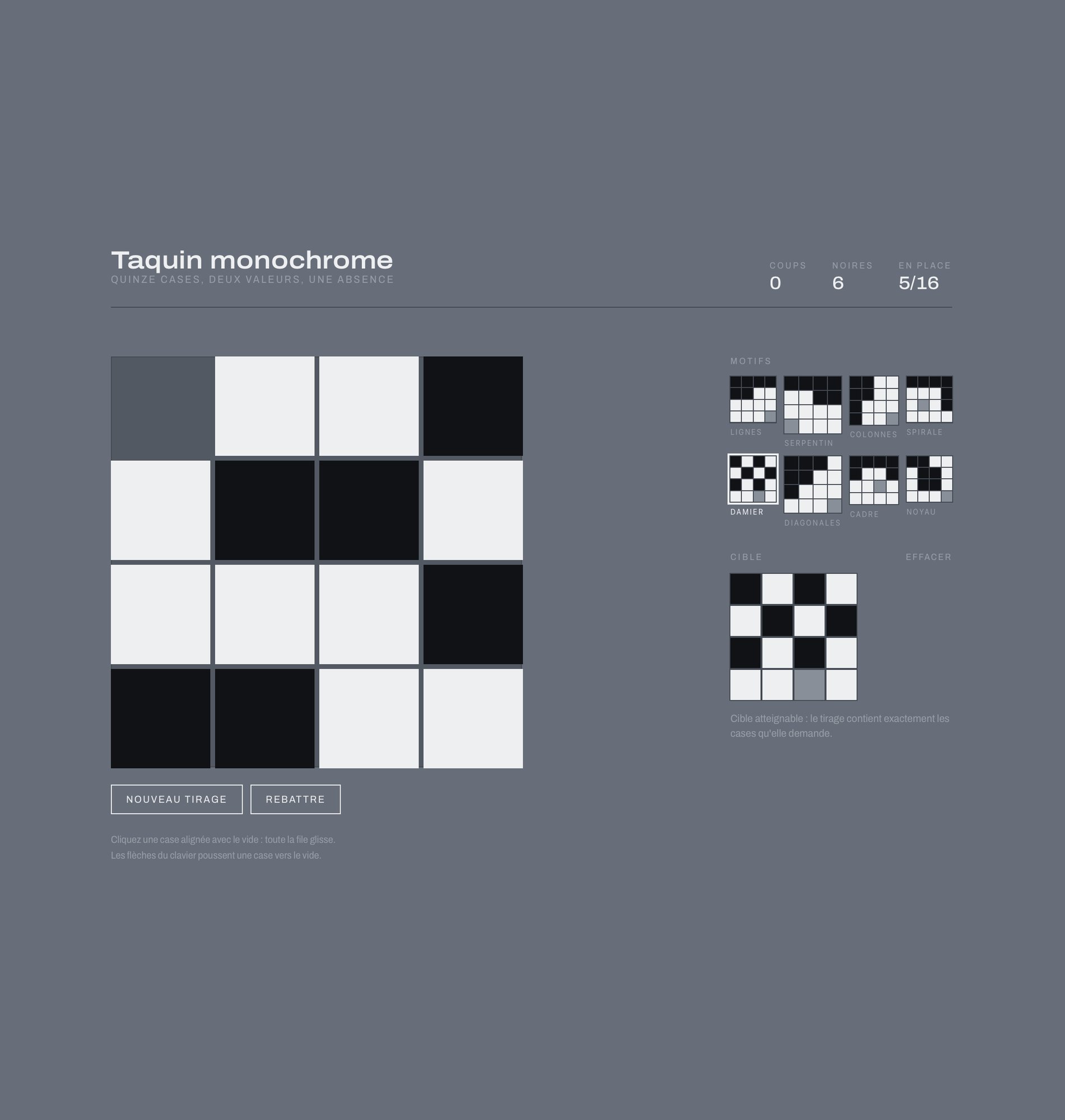 taquin monochrome